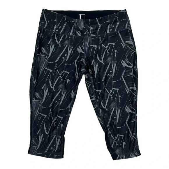 Mondetta Black Brush Stroke Cropped Capri Leggings L - Picture 1 of 3